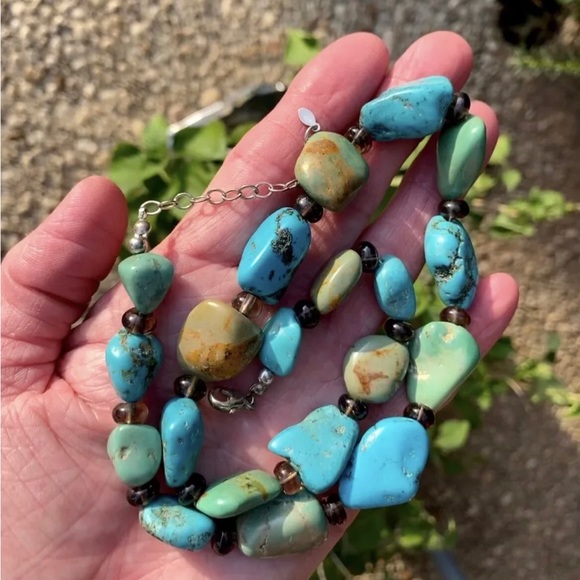 💕Vintage faux TURQUOISE Amethyst Shube's Dakota West Sterling Silver Necklace. - Picture 3 of 3